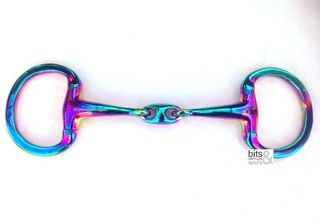Unicorn Rainbow Bit: Eggbutt snaffle, Double jointed mouth piece