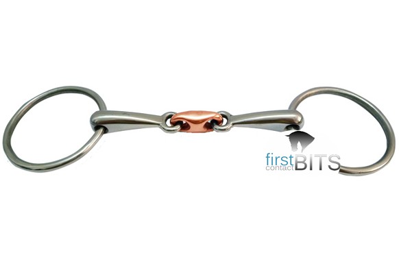 Stainless Steel Double Jointed Loose Ring Snaffle Bit with Copper Link